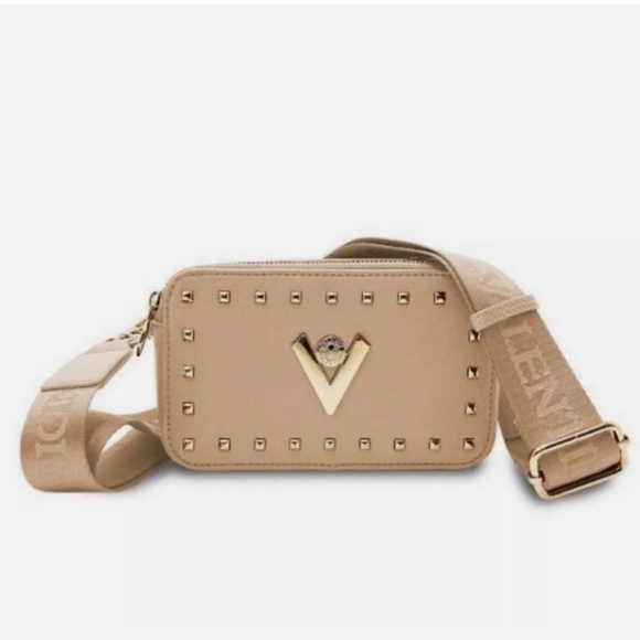 Valentino Orlandi Handbags - NWT Valentino Orlandi Taupe Studded Crossbody Bag